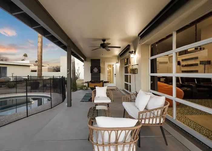 Theater Swimming And Large Backyard At Adobe Modern. Nearby High-End Experiences And Golf Course